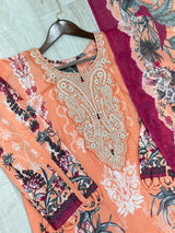 627 Premium Pakistani Lawn Suit - Beige Tan