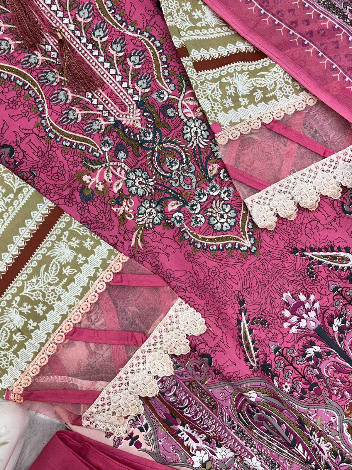 1449 Pakistani Embroidered Suit - Hot Pink