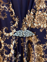 1201 Kaftan Coord Set - Navy Blue