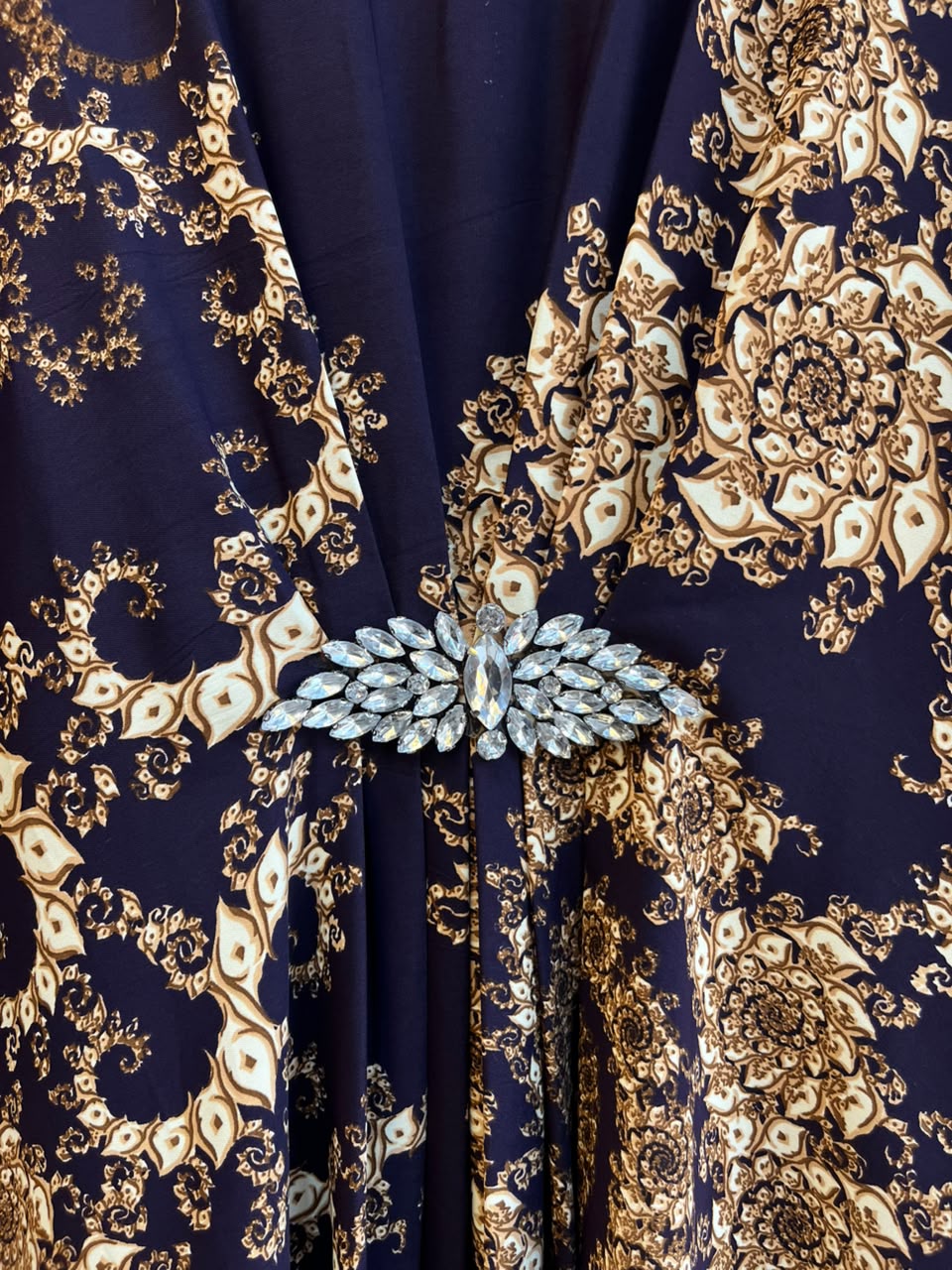 1201 Kaftan Coord Set - Navy Blue