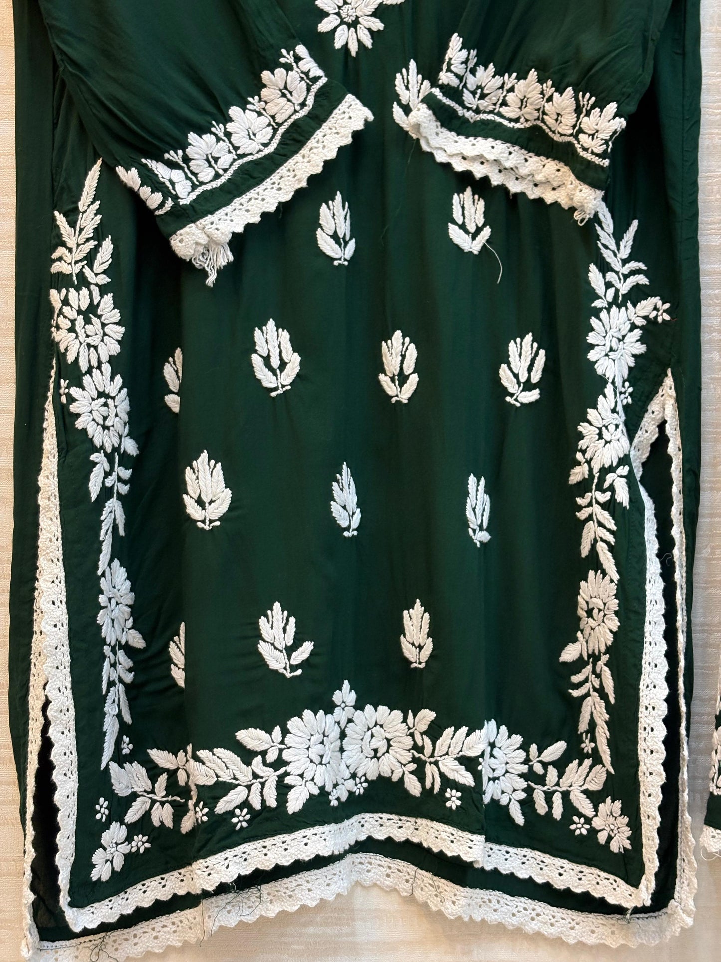 615 Lucknowi Gharara Set | Dark Green