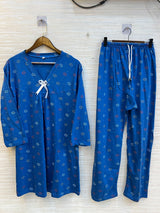 1447 Korean Bow Night Wear - Royal Blue