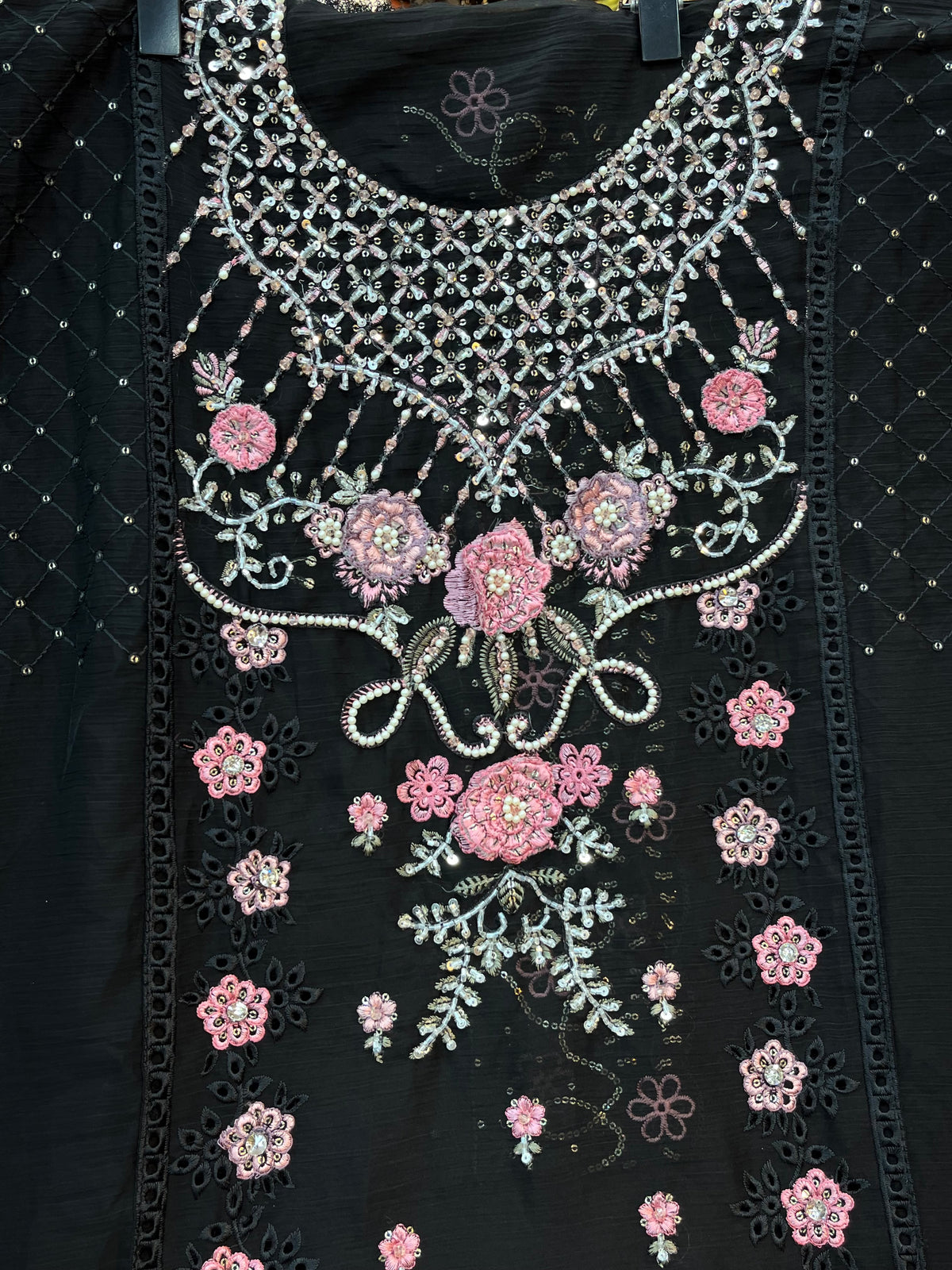 1487 Pakistani Unstitched Party Wear - Black