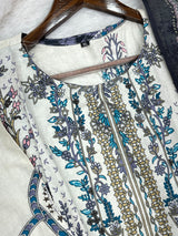 1451 Pakistani Embroidered Suit - Cream White