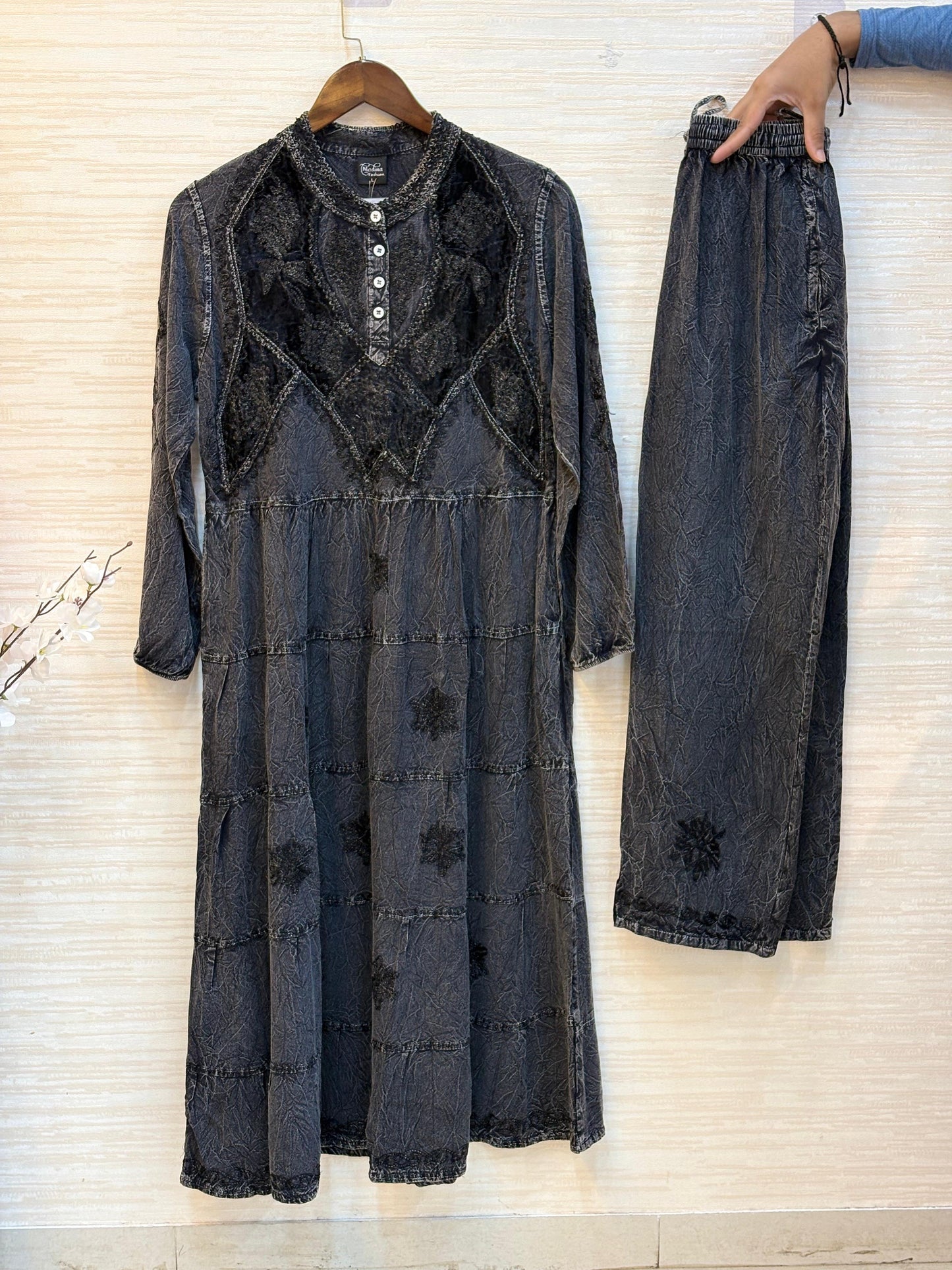341 Imported Kashmiri Cord Sets - Charcoal Grey