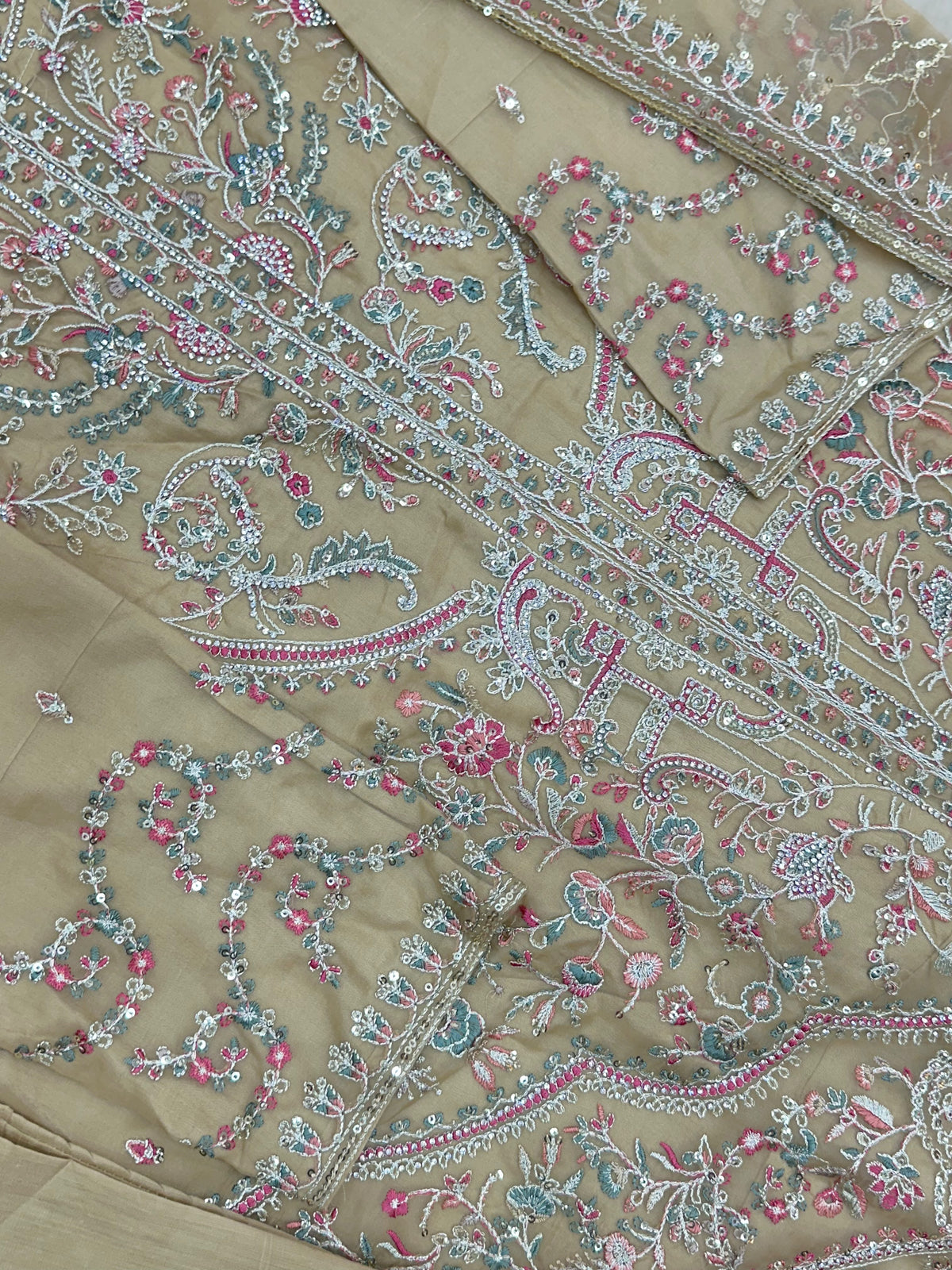 1434 Heavy Pakistani Partywear - Olive Green