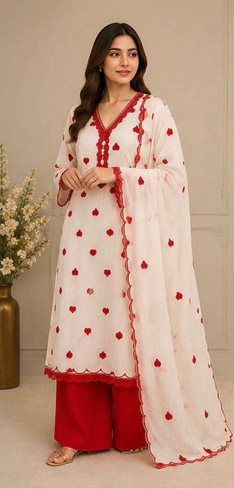 1354 Heart Embroidered Lace-Work Coordset