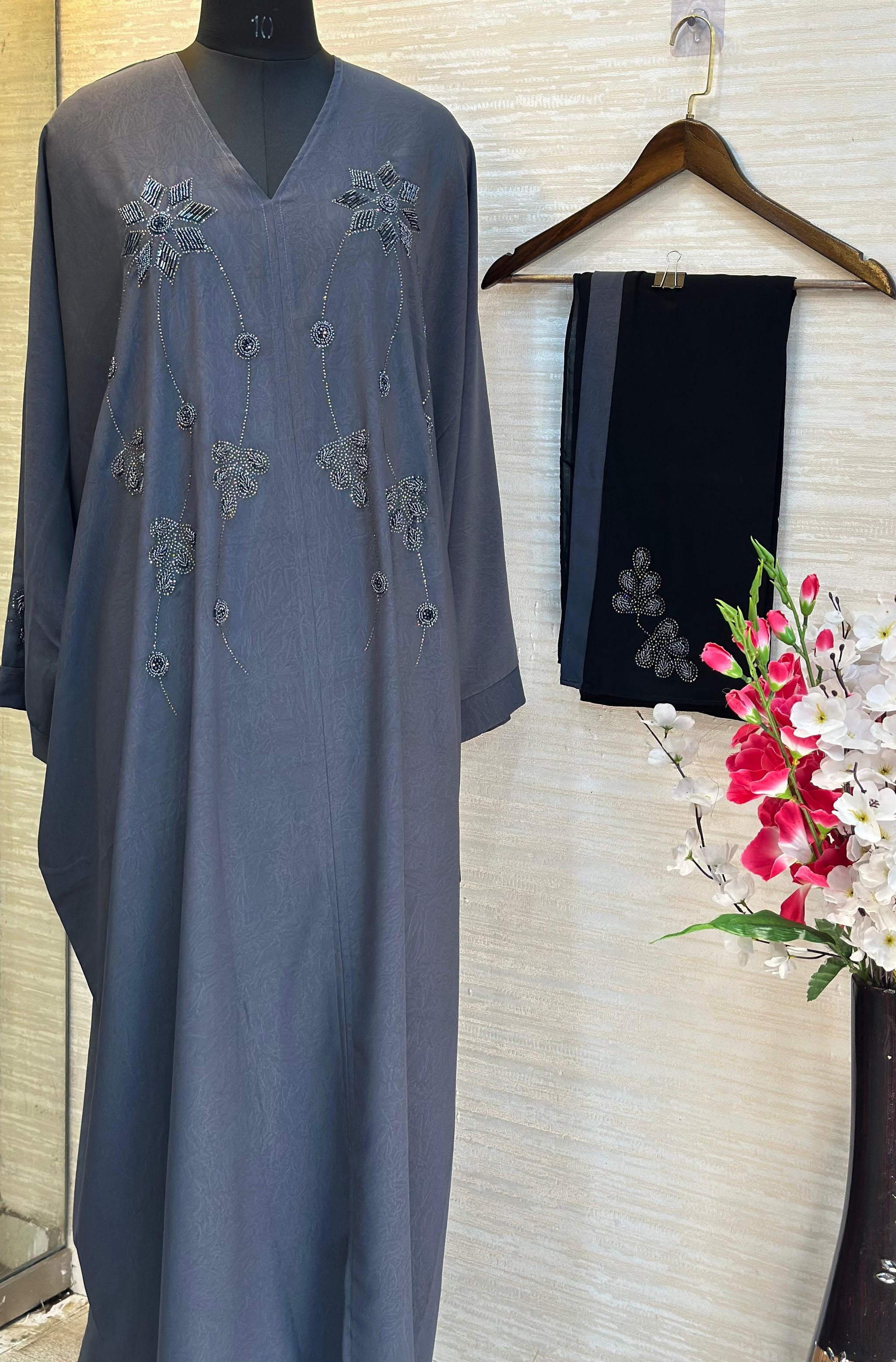 1116 The Premium Abaya - Charcoal Grey