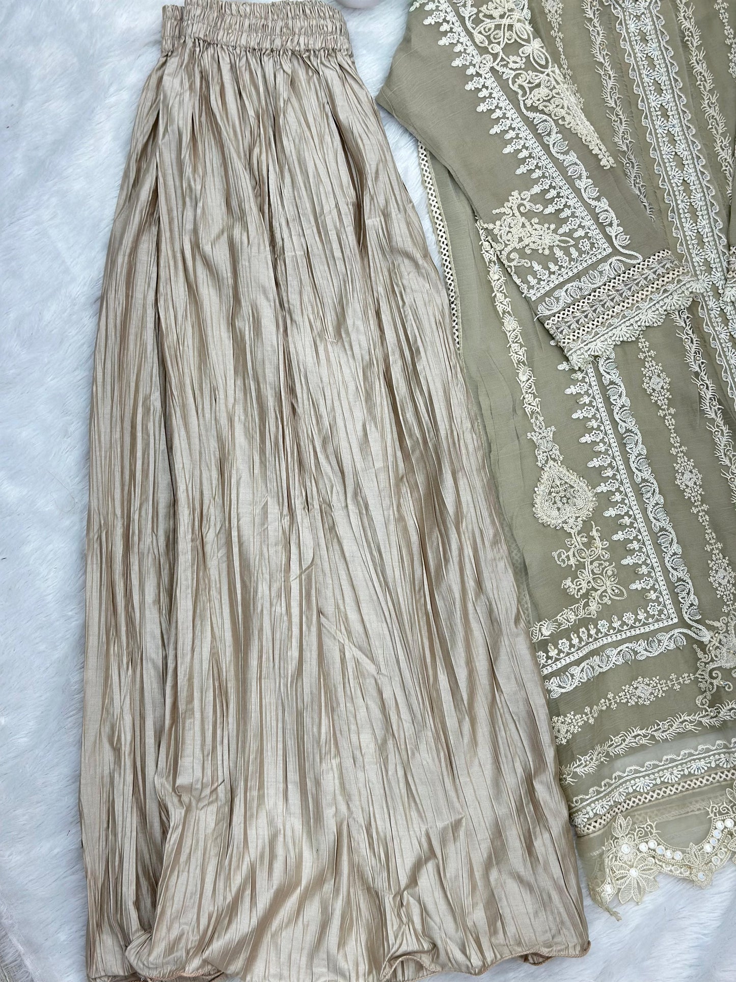 857 Readymade Mushk A-Line Sharara Set - Ivory