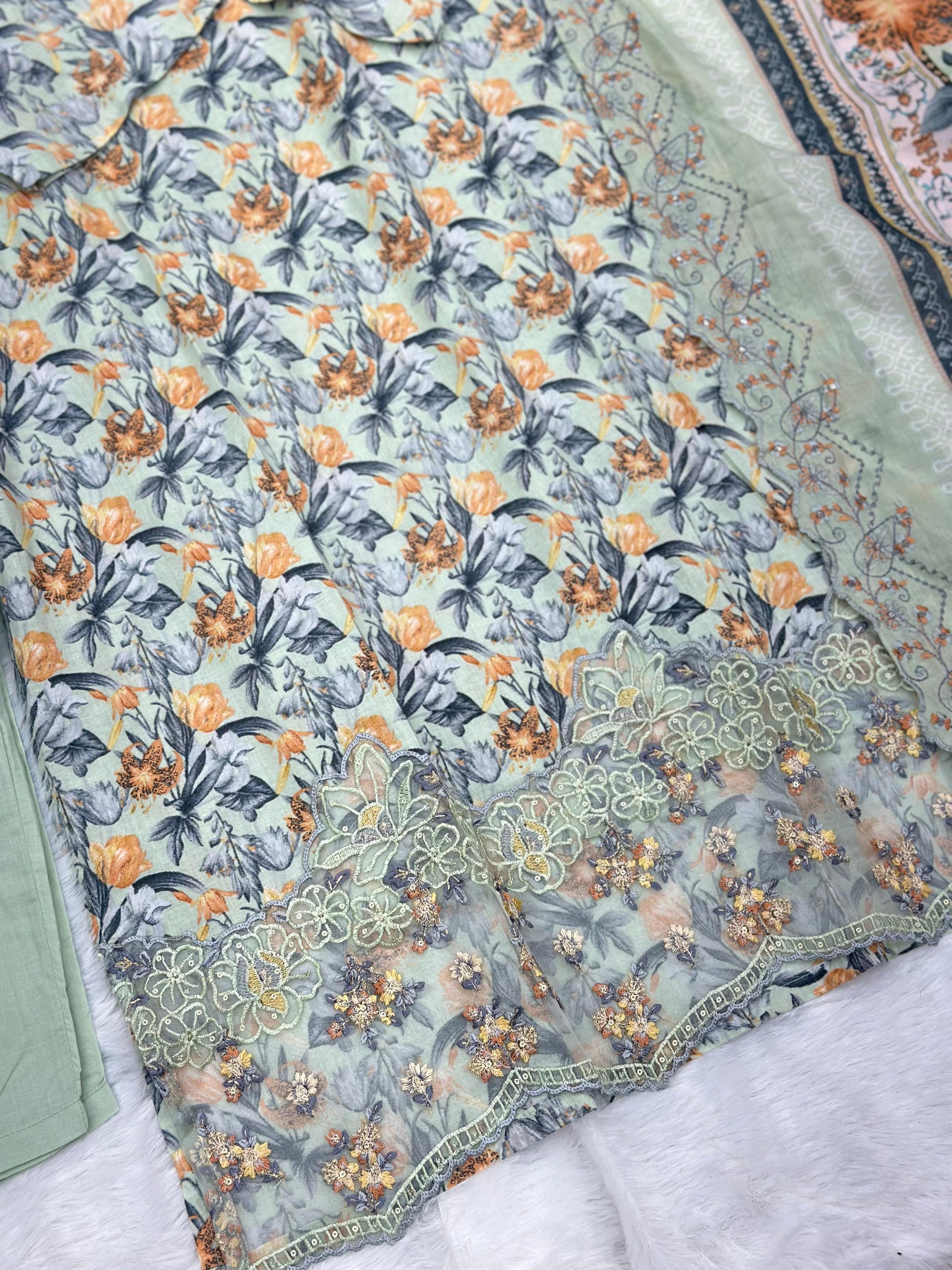 682 Pakistani Lawn Suit - Pista Green