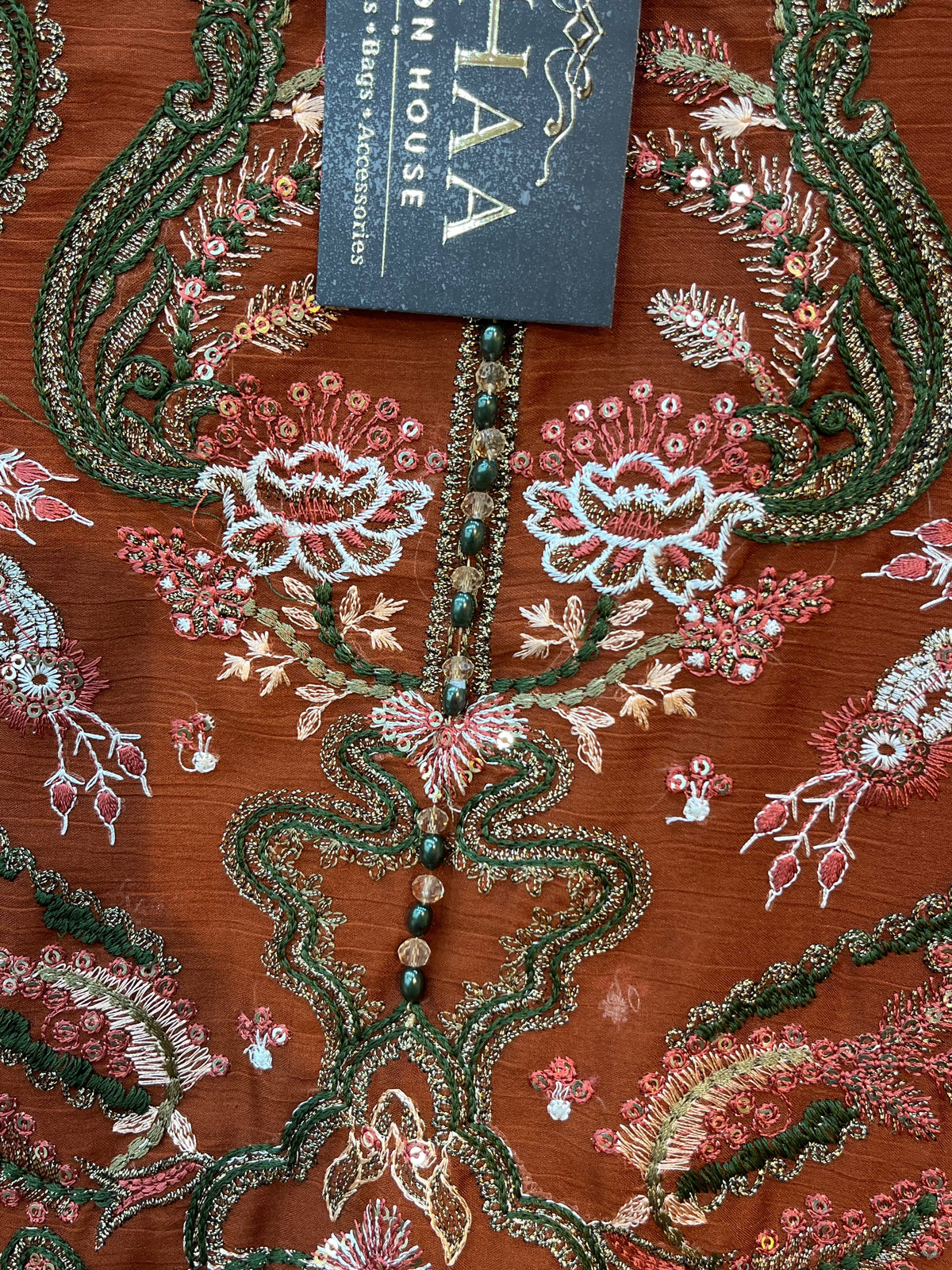 1484 Pakistani Unstitched Party Wear - Terracotta