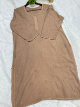 685 Lucknowi Long Kurti - Beige