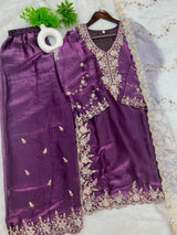1204 Floral Hand-Work Partywear - Grape Purple
