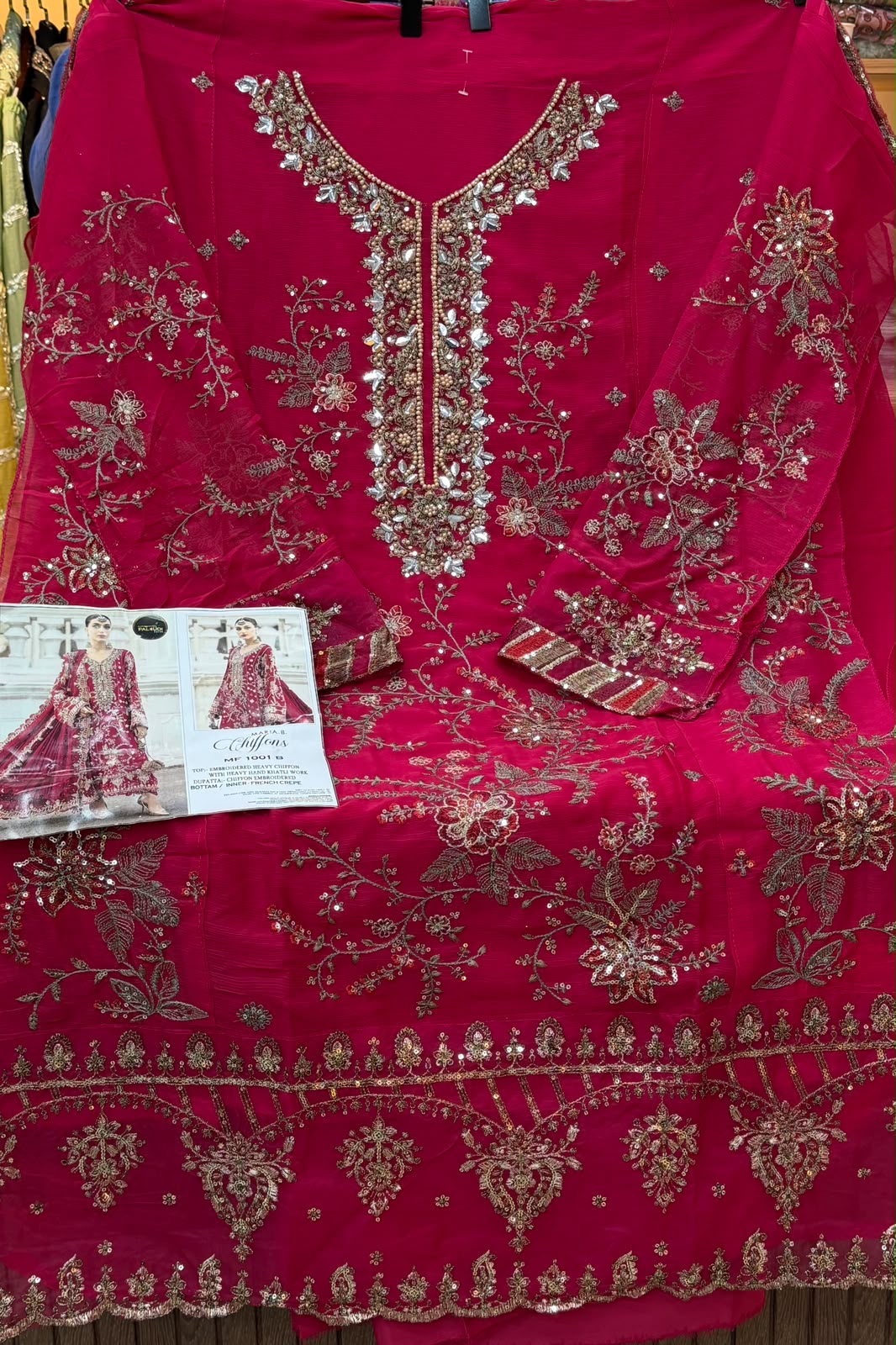 1439 Maria-B Unstitched Partywear - Rani Pink