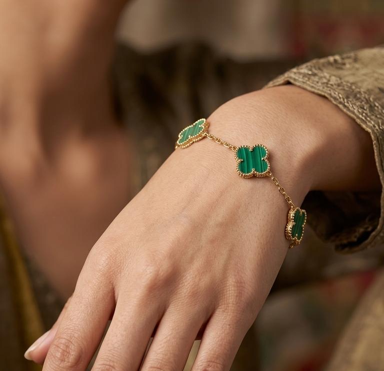 350 The Malachite Flower Chain Bracelet
