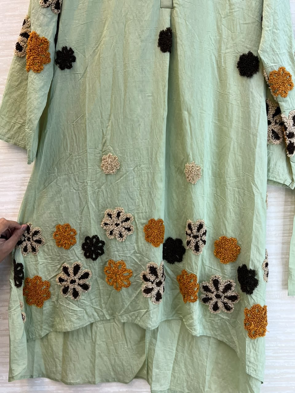 1097 Floral Embroidered Coord Set - Mint Green