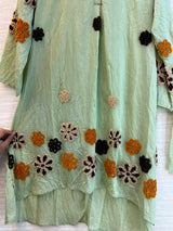 1097 Floral Embroidered Coord Set - Mint Green