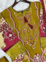 1449 Pakistani Embroidered Suit - Mehndi Green