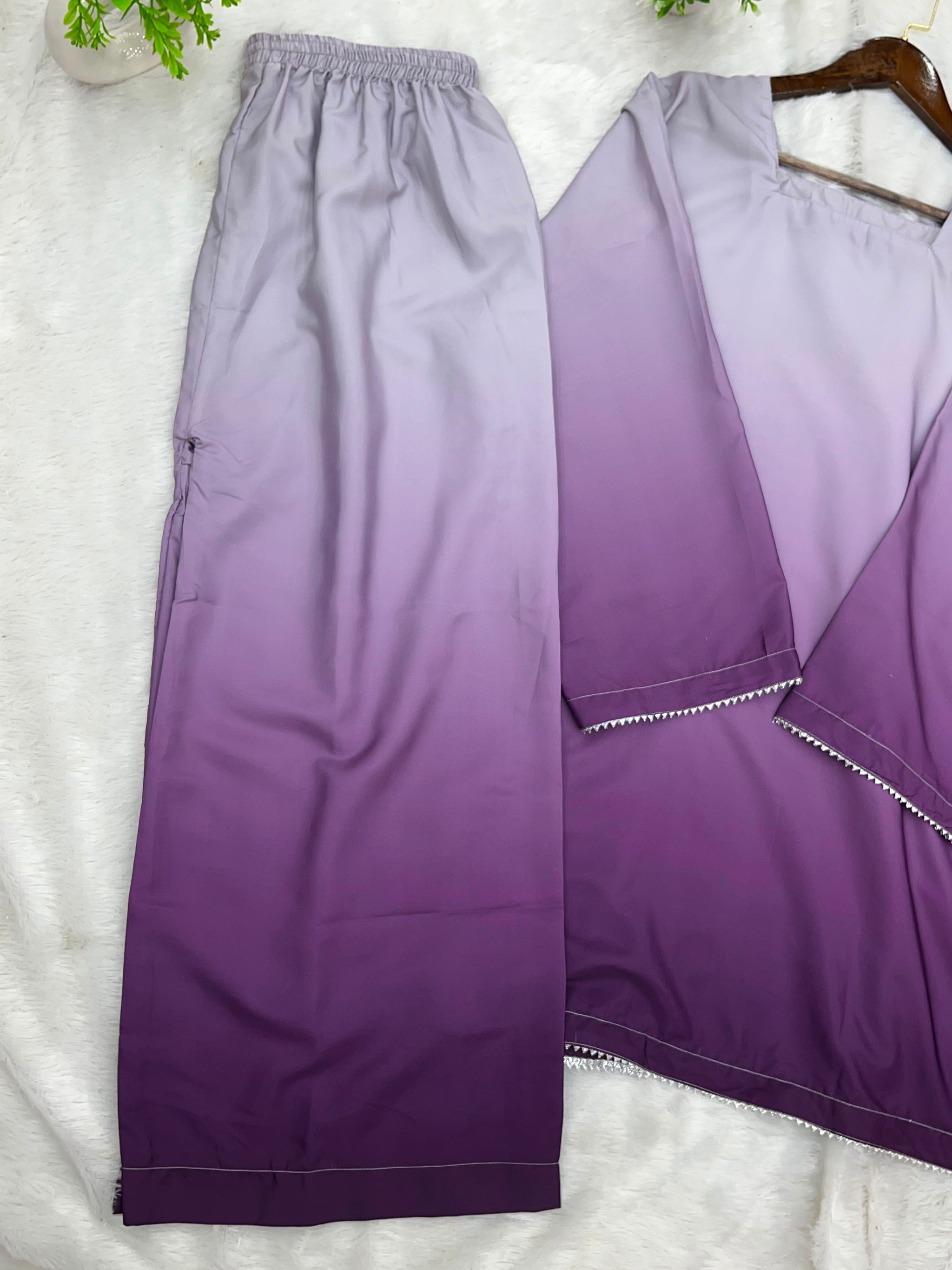 1245 Ombere Shade Coord Set - White/Purple