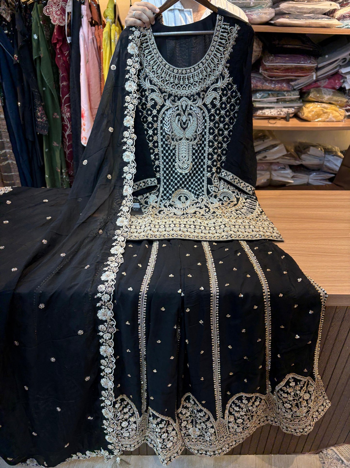 316 Imperial OG Husnara Gharara Set - Midnight Onyx