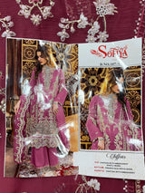 1446 Pakistani Unstitched Partywear - Berry Maroon