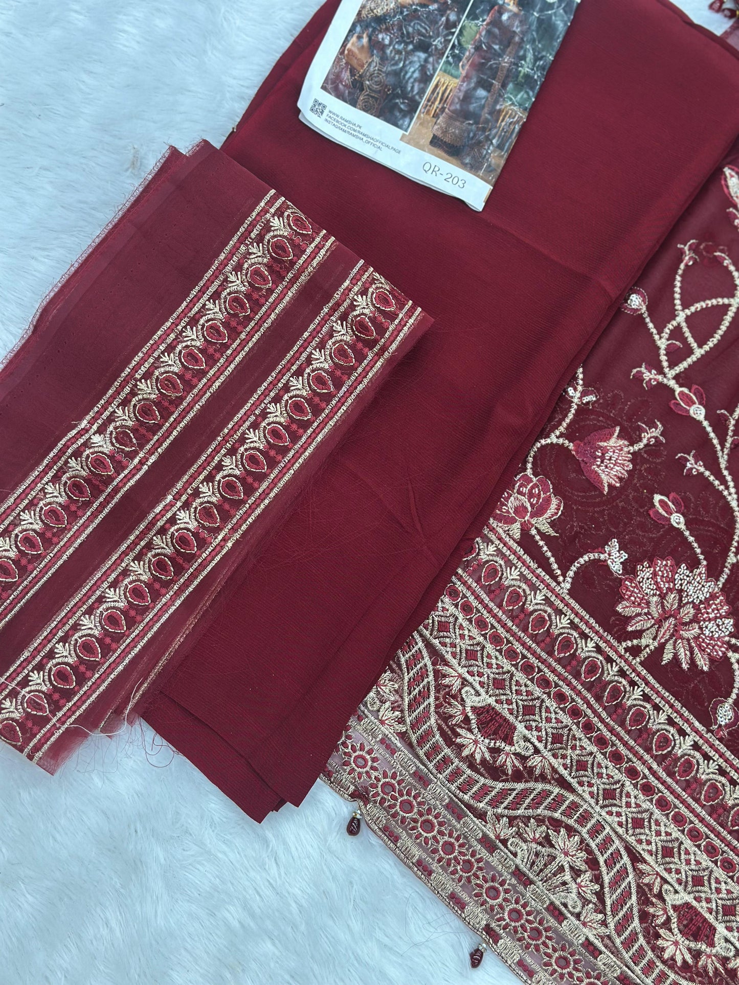 847 Ramsha | Dastak Luxury Chiffon Collection | Q-203 - Unstitched