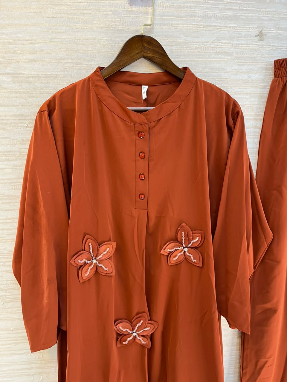 1202 Floral Patch Work Coord Set - Burnt Orange