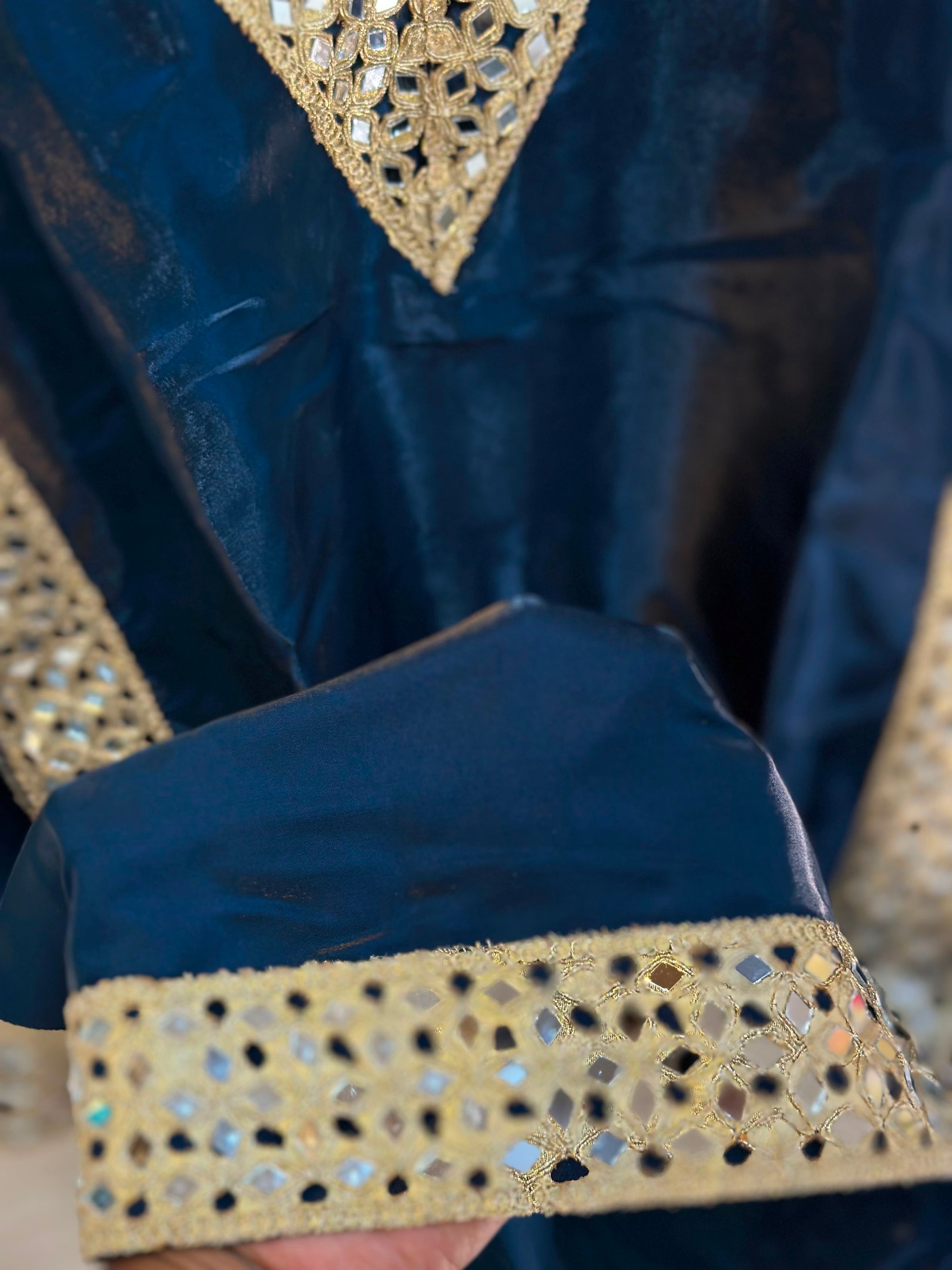 1204 Floral Hand-Work Partywear - Midnight Blue