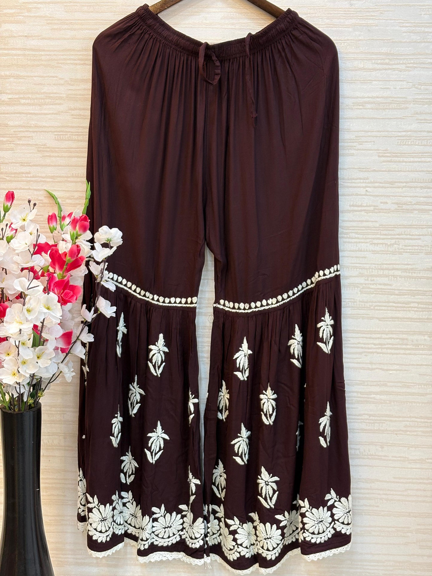 615 Lucknowi Gharara Set | Brown