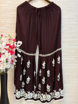615 Lucknowi Gharara Set | Brown