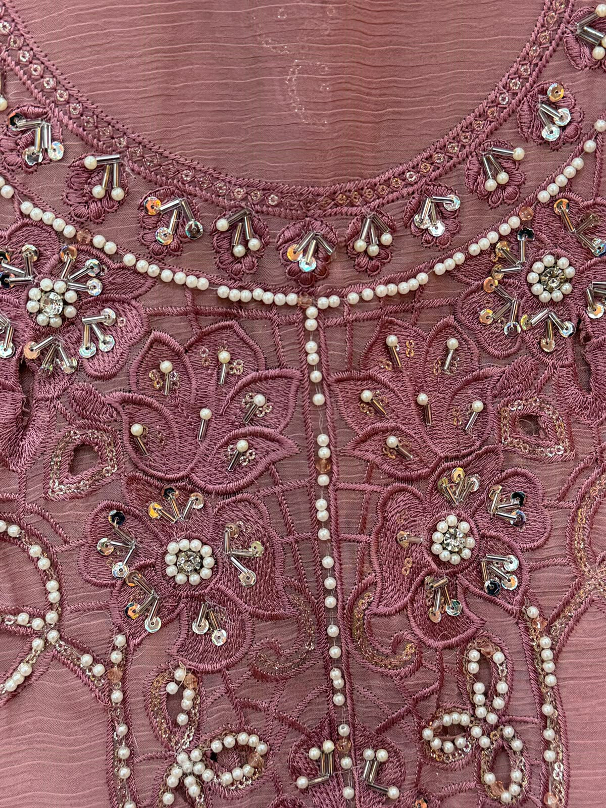 1456 Pakistani Unstitched Partywear - Rose Pink