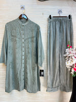 1205 Kashmiri Embroidered Coord Set - Dusty Mint