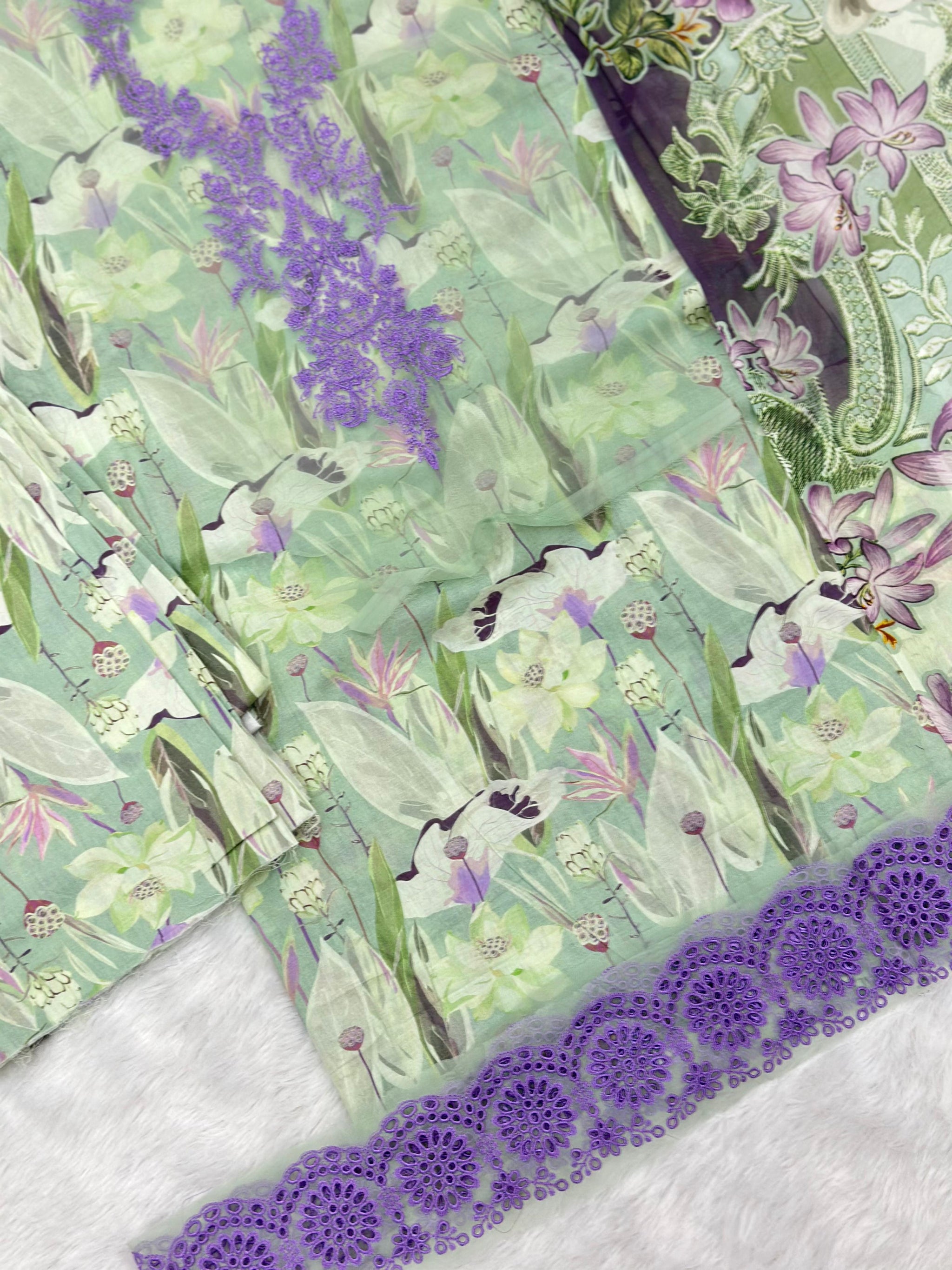 885 Unstitched OG Jade Jasmine 3pc lawn suit