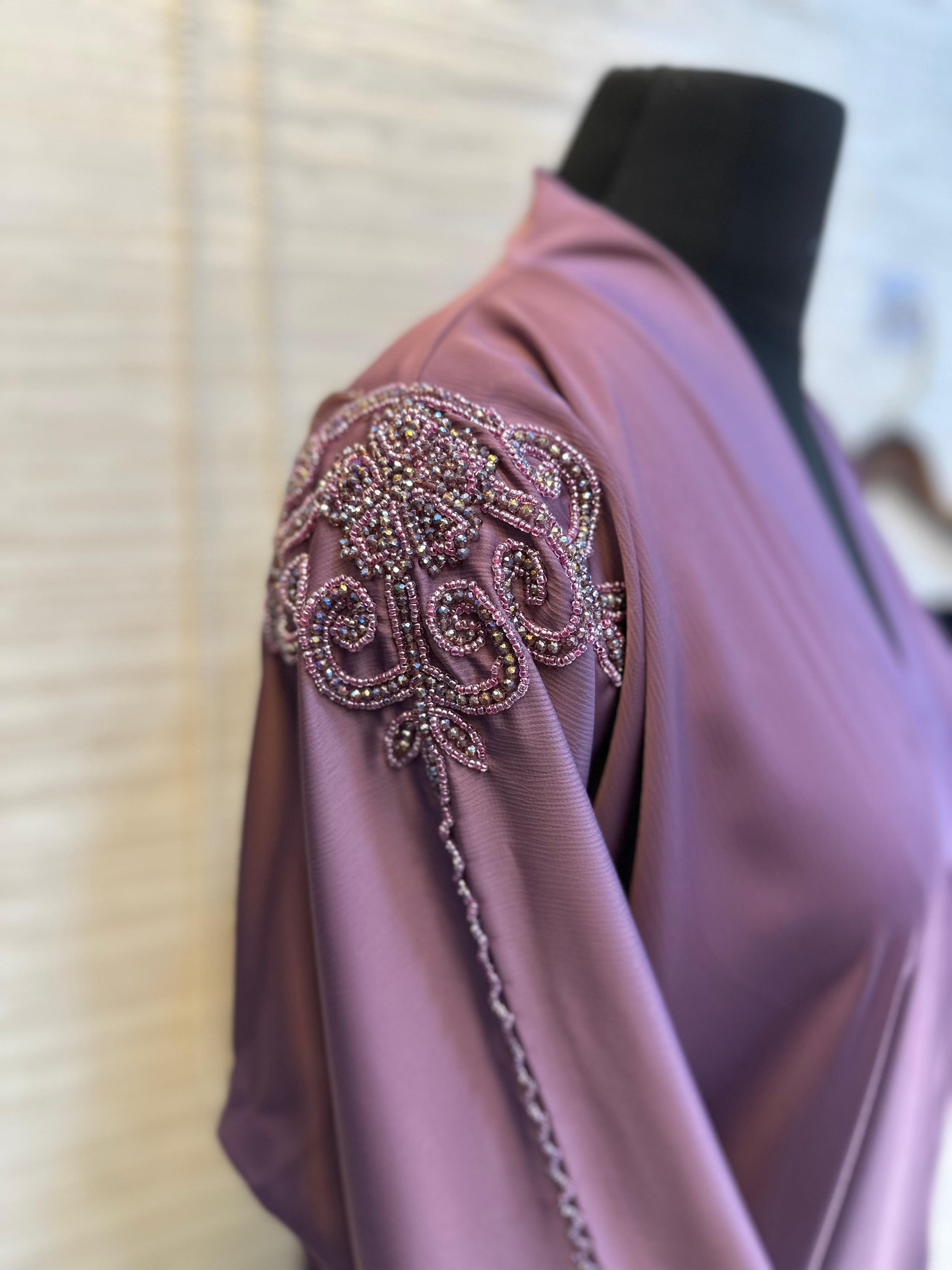 1114 The Premium Abaya - Lavender Gray