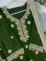 1489 Pakistani Party Wear - Bottle Gren