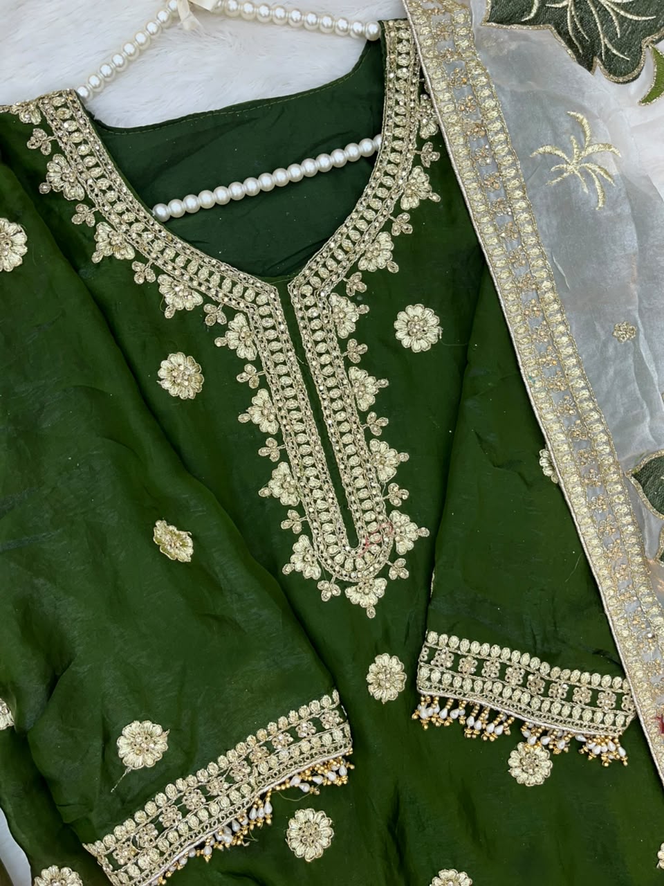 1489 Pakistani Party Wear - Bottle Gren