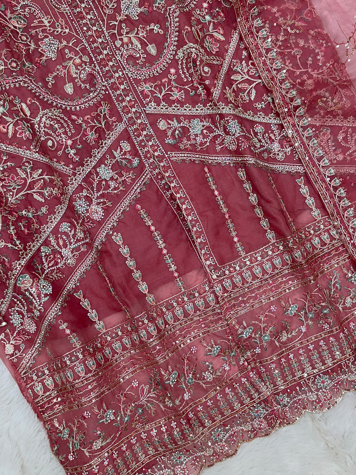 1434 Heavy Pakistani Partywear - Deep Rose