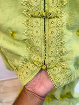 1208 Korean Jacket Gown Set - Lime Yellow