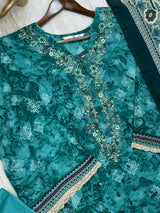 629 Premium Pakistani Lawn Suit - Navy Blue