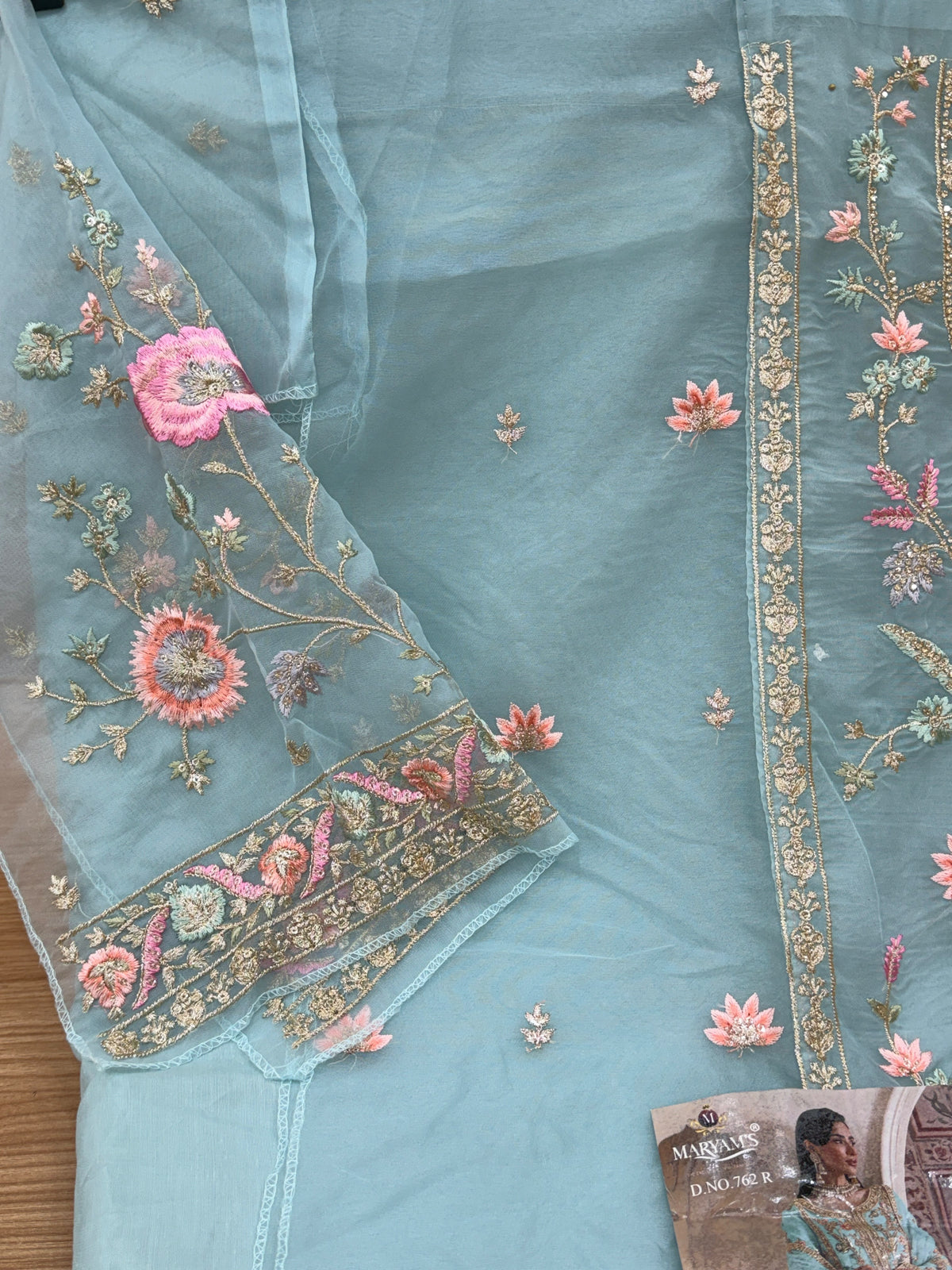 1453 Pakistani Unstitched Partywear - Periwinkle