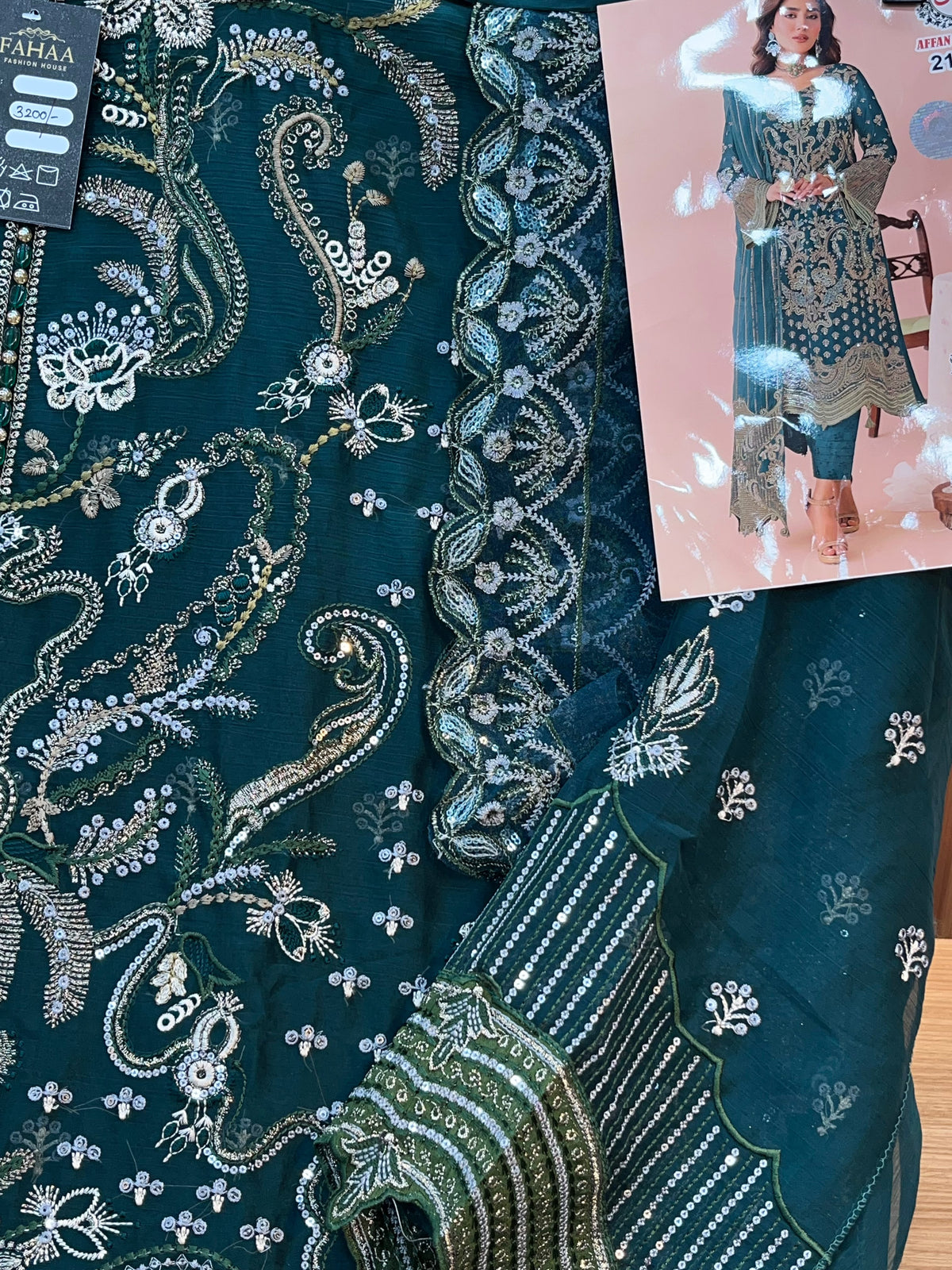 1782 Pakistani Unstitched Party Wear - Teal Green