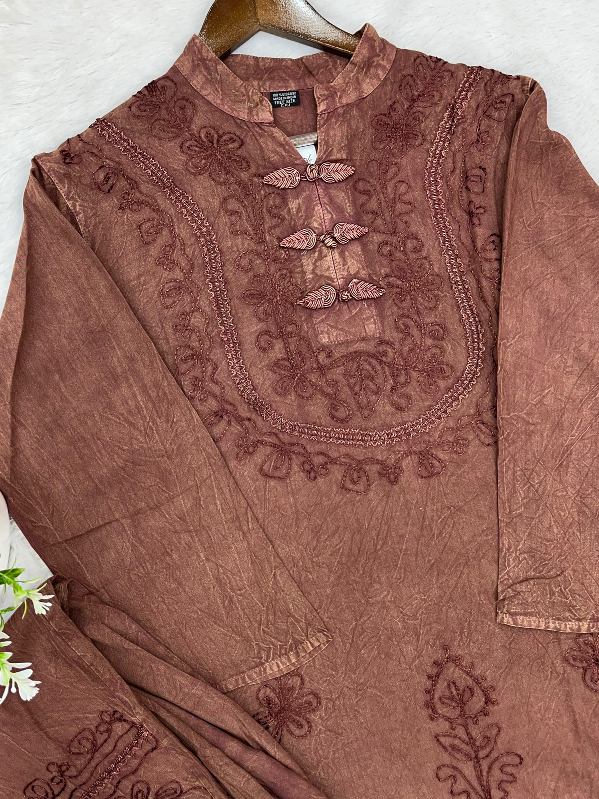 1403 Kashmiri Embroidered CoordSet - Brick Brown