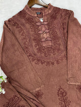 1403 Kashmiri Embroidered CoordSet - Brick Brown