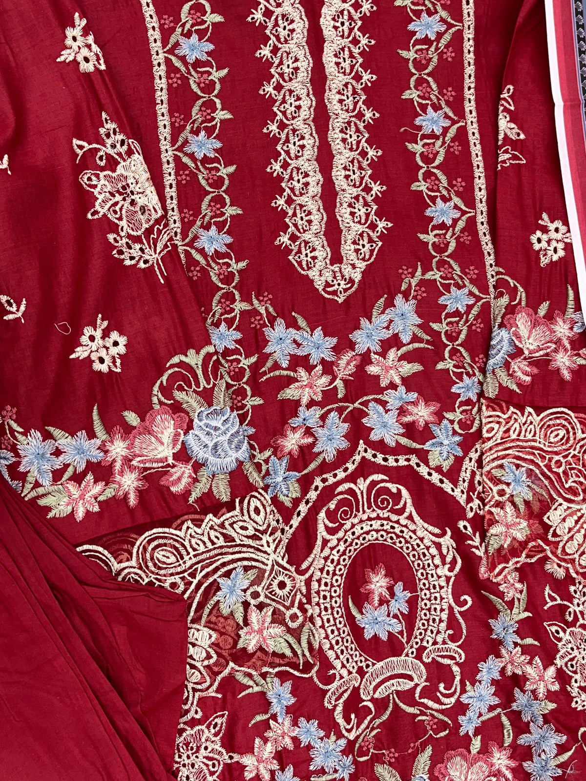 1378 Pakistani Lawn Suit - Red