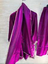 1204 Floral Hand-Work Partywear - Plum