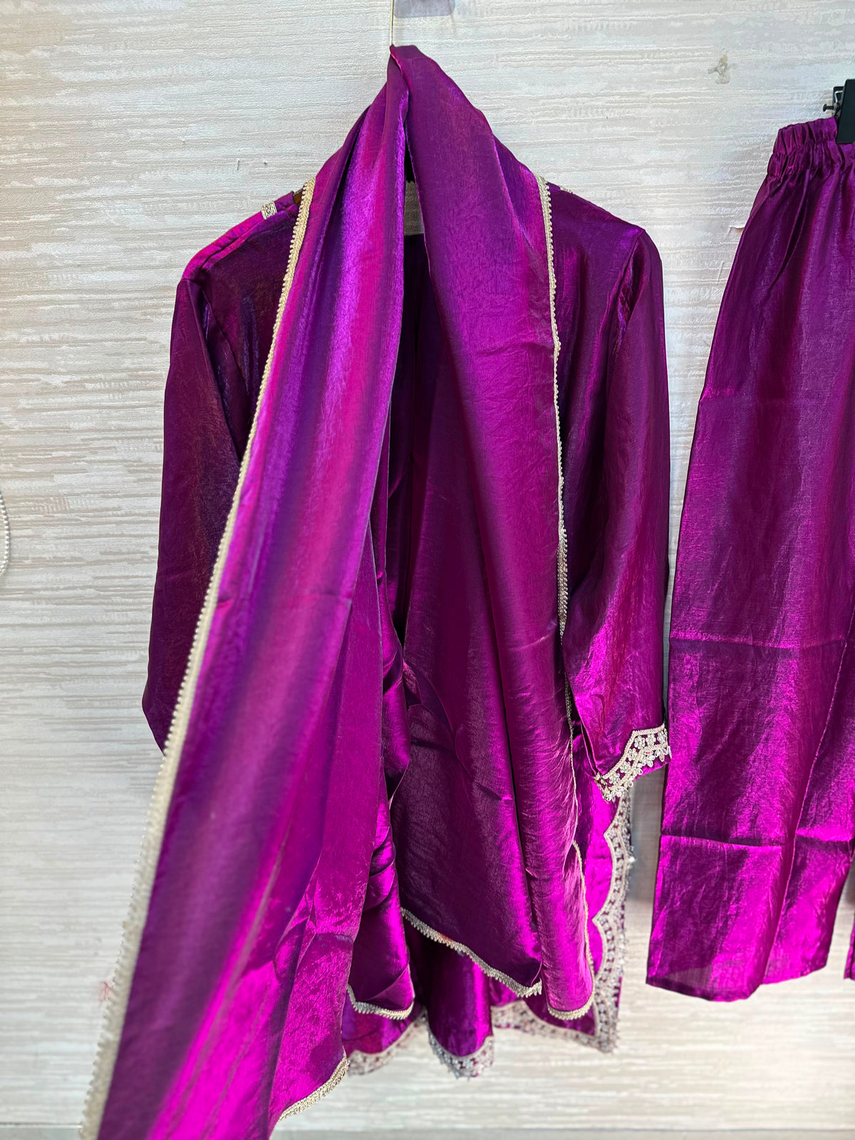 1204 Floral Hand-Work Partywear - Plum
