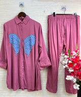 1190 Butterfly Linen Coord-Set - Mauve Pink