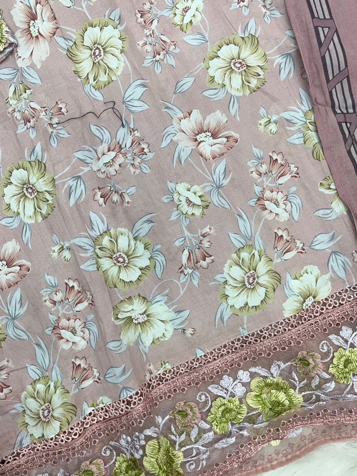 1441 Mausumery Foral Lawn Suit - Mauve Pink