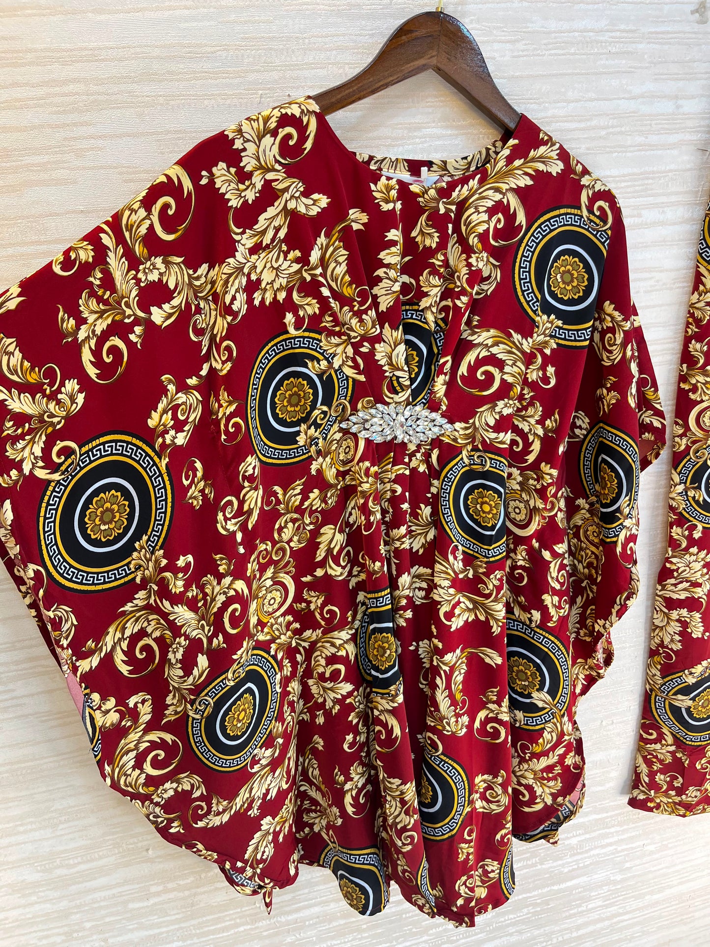 1201 Kaftan Coord Set - Maroon Red