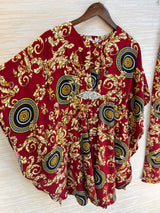 1201 Kaftan Coord Set - Maroon Red